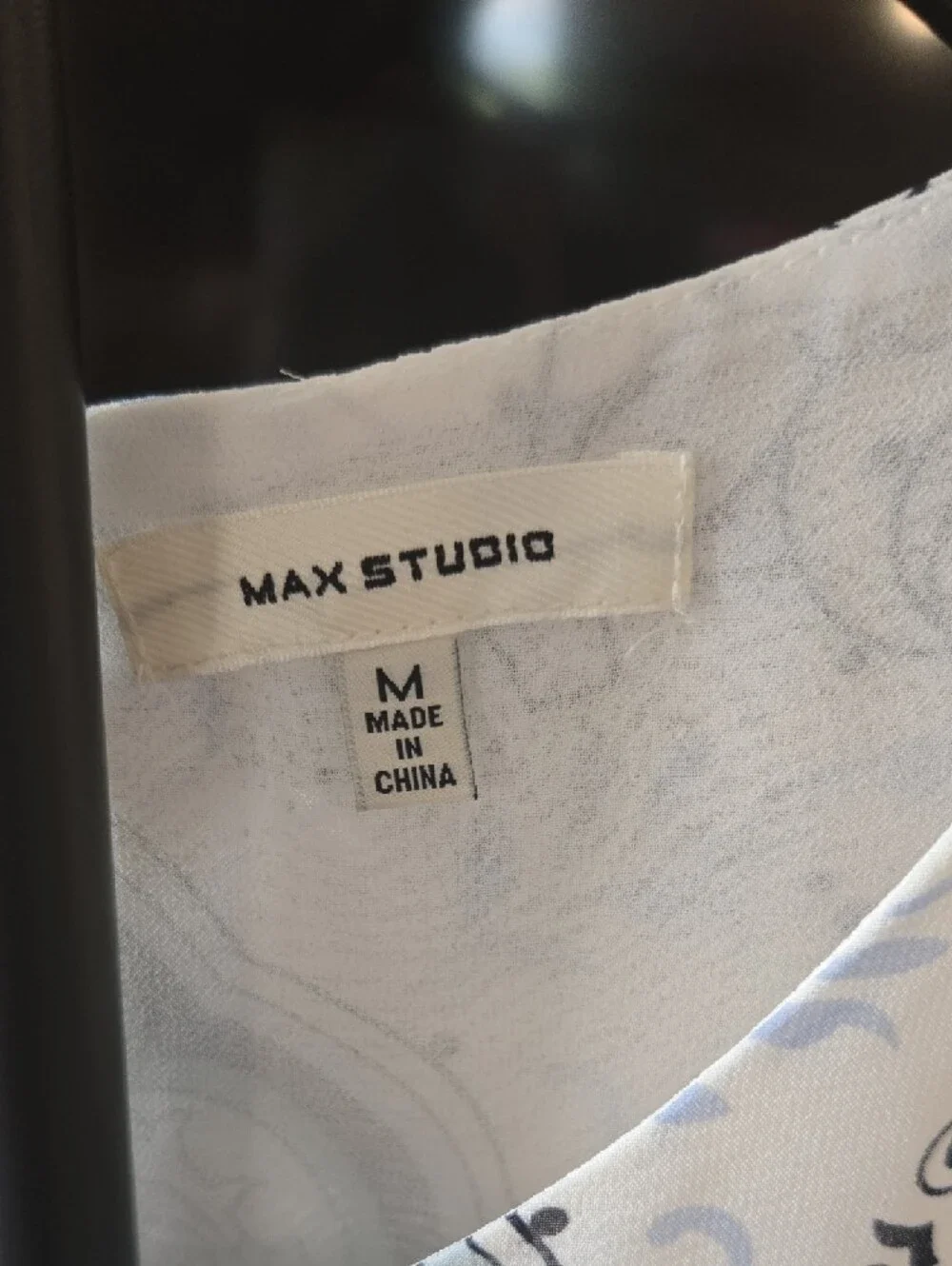 Max Studio White Label Blouse with Subtle Blue Print